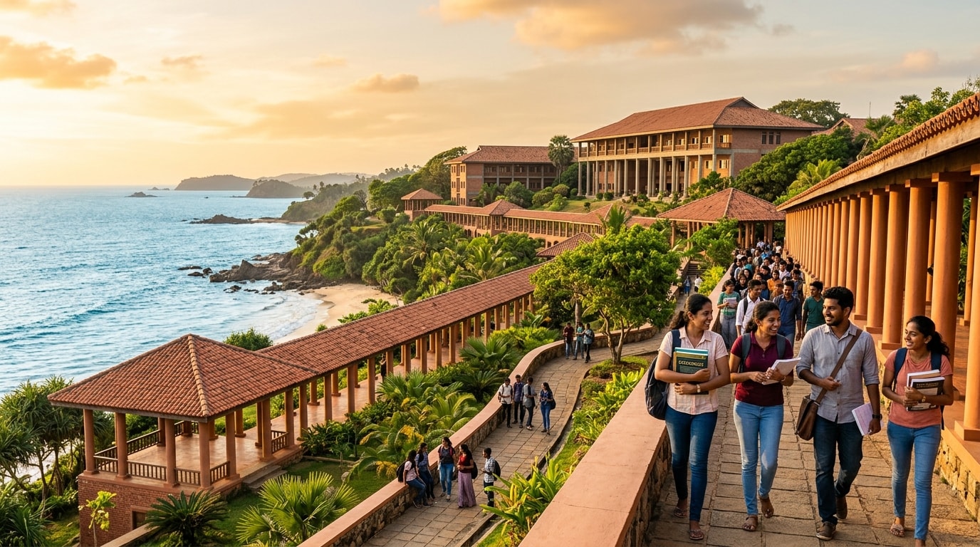 University of Ruhuna Campus overlooking the Indian Ocean at Matara with Undergraduate Students